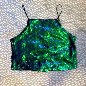 Reversible Sequin Crop Top
